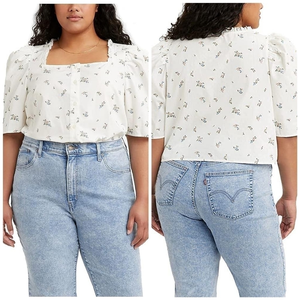 NWT Levis Women's Plus Size Joella Short-Sleeve Floral Blouse 4X